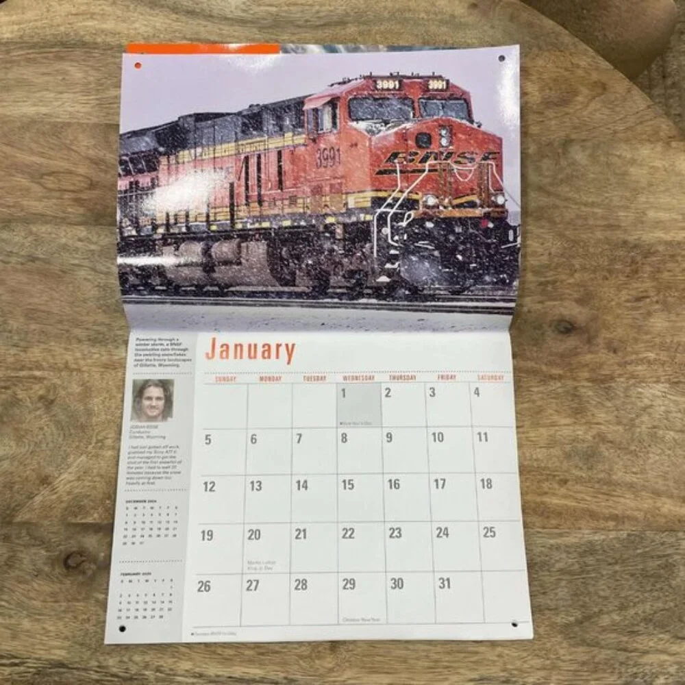 Collectible NEW 2025 Burlington Northern Santa Fe Railway Train Calendar BNSF